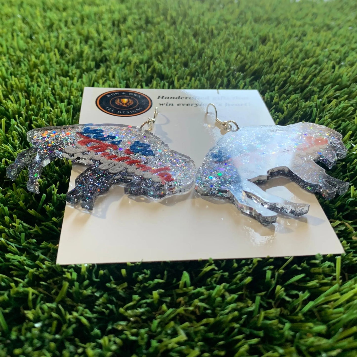 Silver Let's Go Buffalo Glitter Earrings