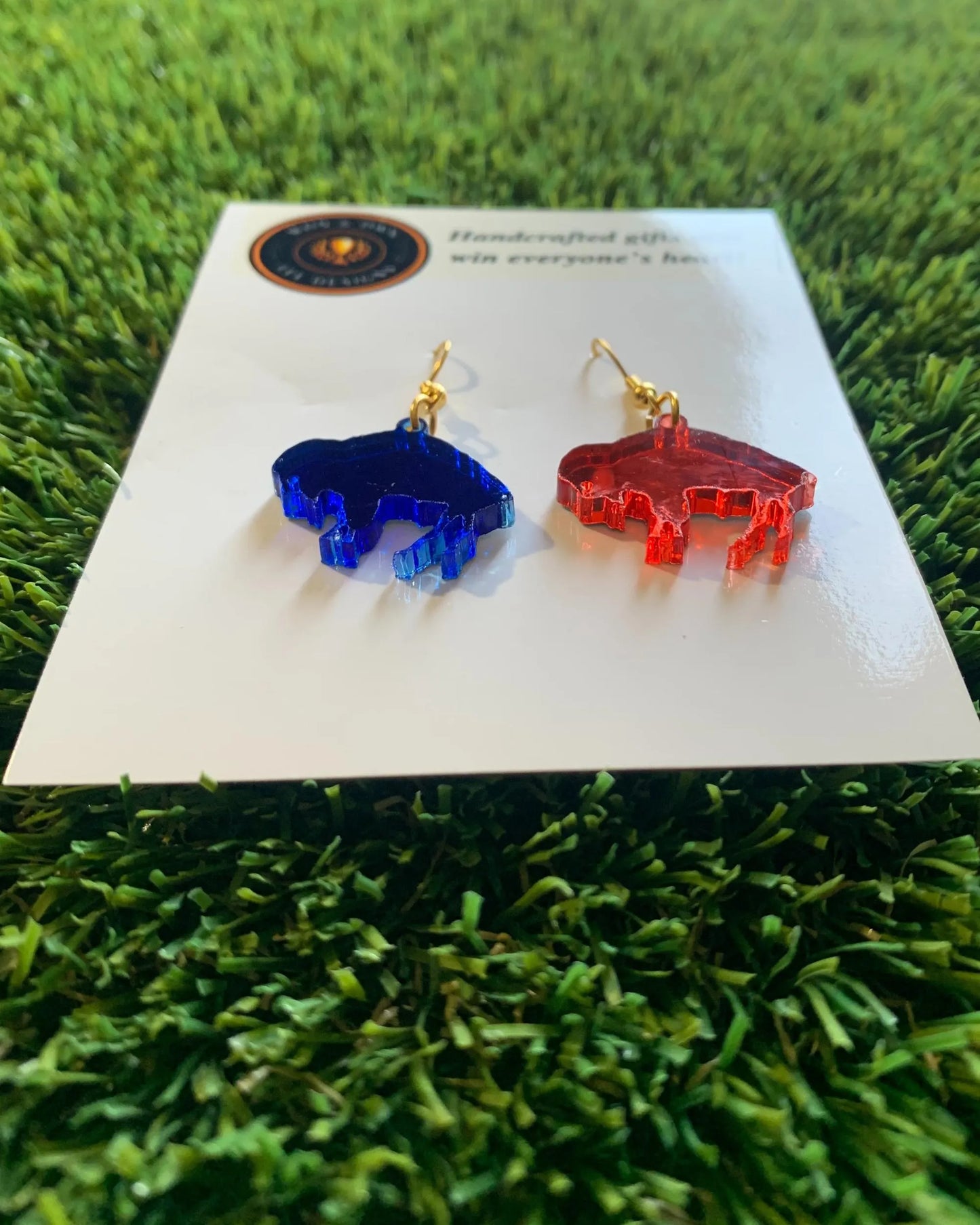 Buffalo Red & Blue Earrings